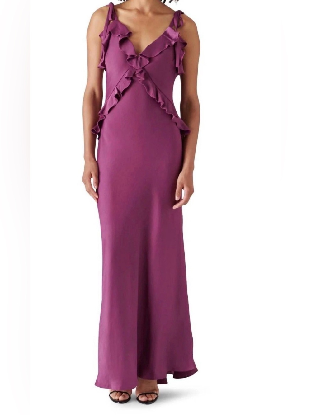 Steve Madden - Purple Ruffled V-Neck Maxi Dress  sz Medium